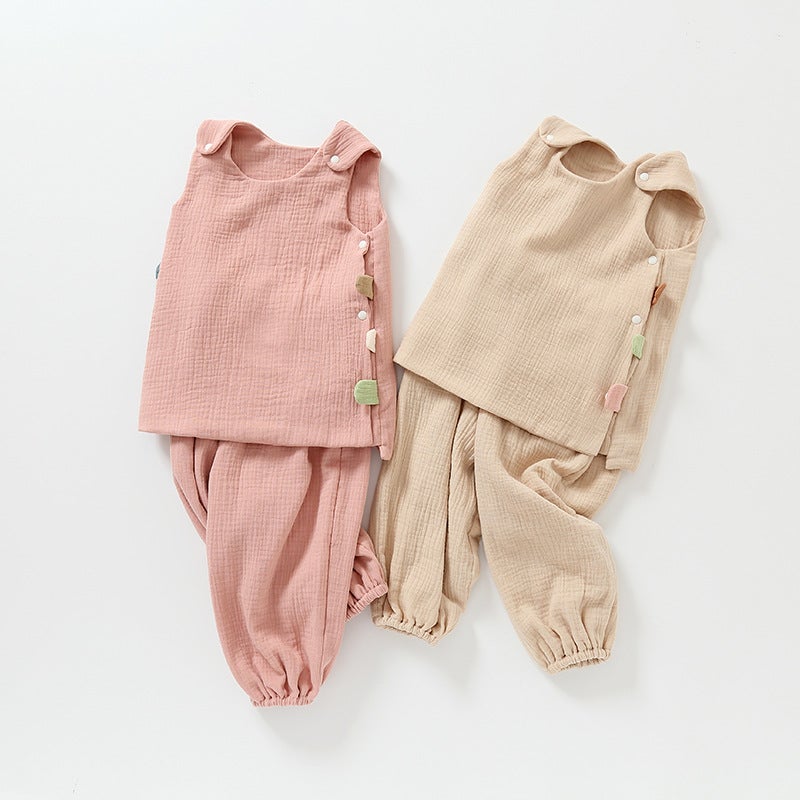 Baby''s Home Clothes Two-Piece Cotton Gauze Autumn Clothes Pants Baby''s Vest Base Clothes Suit Autumn and Winter Outgoing Clothes - Image 5