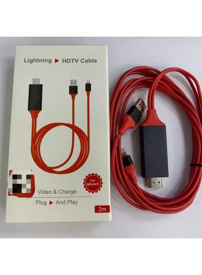 Mobile Phone Screen HD Converter Adapter Is Suitable For HDMI HD Line Lightning-Color:P8 Male Red - Image 5