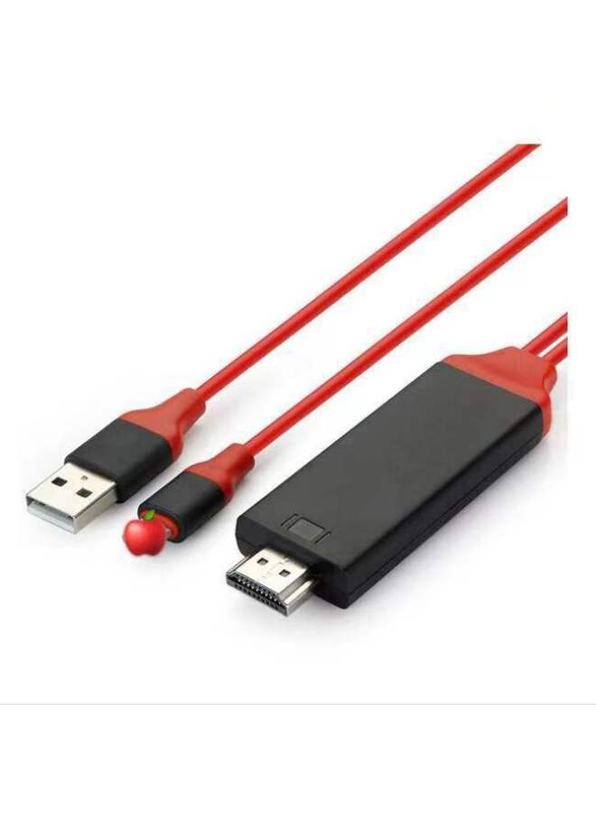 Mobile Phone Screen HD Converter Adapter Is Suitable For HDMI HD Line Lightning-Color:P8 Male Red - Image 2