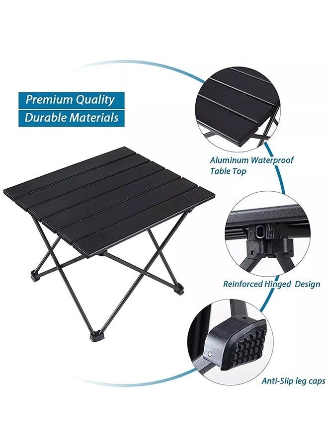 Folding Table, Ultra Lightweight Aluminum Portable Camping Table, Compact, Lightweight and Foldable, Equipped With a Handbag, Suitable for Outdoor, Beach, Barbecue, Picnic (Black, 68 * 47 * 46cm) - Image 3