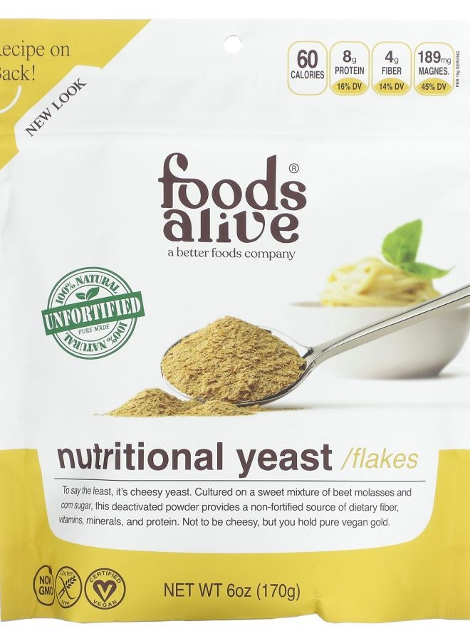 Foods Alive رقائق الخميرة الغذائية غير المدعمة 6 أونصات (170 جرام)