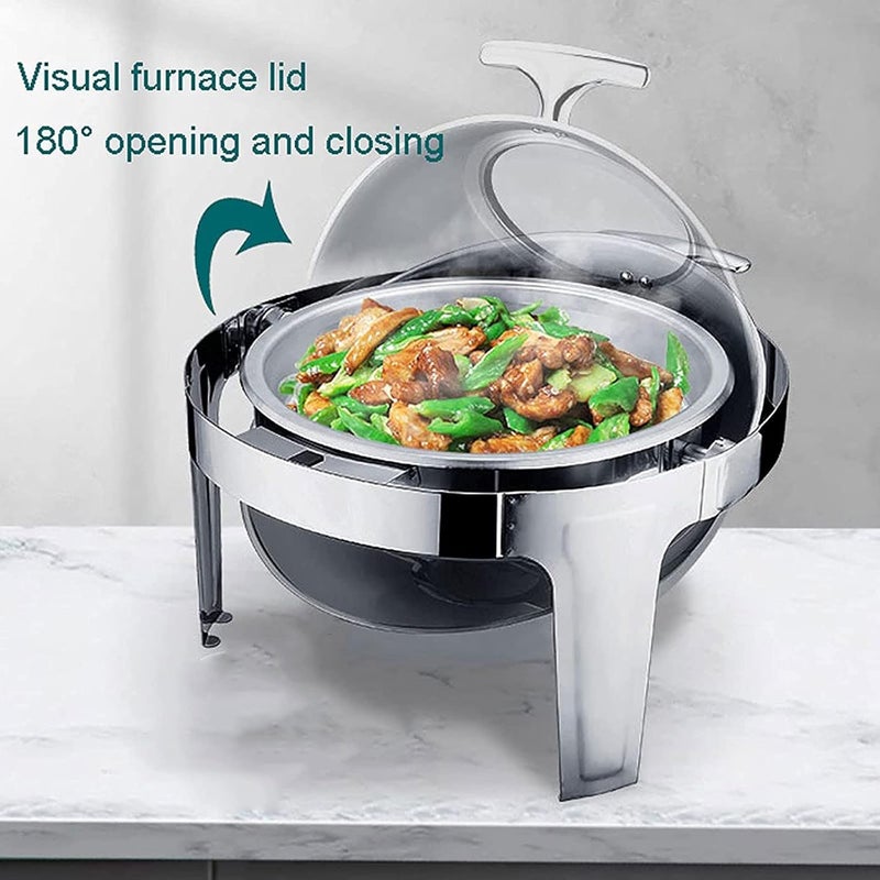 Chafing Dishes Buffet Food Warmer Stainless Steel Food Warmer Buffet Server Round for Parties Buffets Electric 6L Food Heaters for Buffet with Visible Lid (Color Full Size) - Image 2