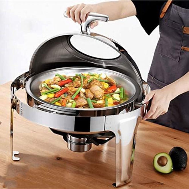Chafing Dishes Buffet Food Warmer Stainless Steel Food Warmer Buffet Server Round for Parties Buffets Electric 6L Food Heaters for Buffet with Visible Lid (Color Full Size) - Image 3