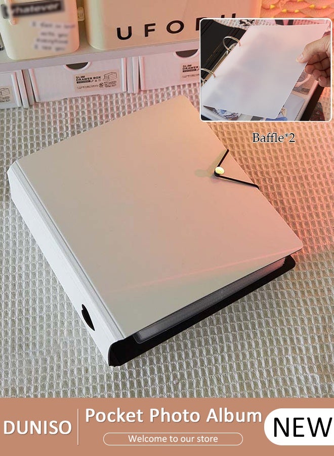 DUNISO ألبوم صور جيوب، ألبوم صور A5 50 صفحة مع 200 جيب، ألبوم قصاصات صغير DIY، ألبومات صور محمولة لتخزين صور العائلة وبطاقات المشاهير وصور الذكرى السنوية - Image 1