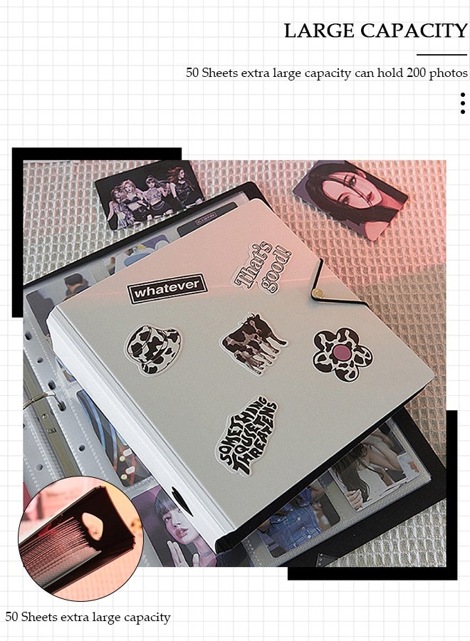 DUNISO ألبوم صور جيوب، ألبوم صور A5 50 صفحة مع 200 جيب، ألبوم قصاصات صغير DIY، ألبومات صور محمولة لتخزين صور العائلة وبطاقات المشاهير وصور الذكرى السنوية - Image 2