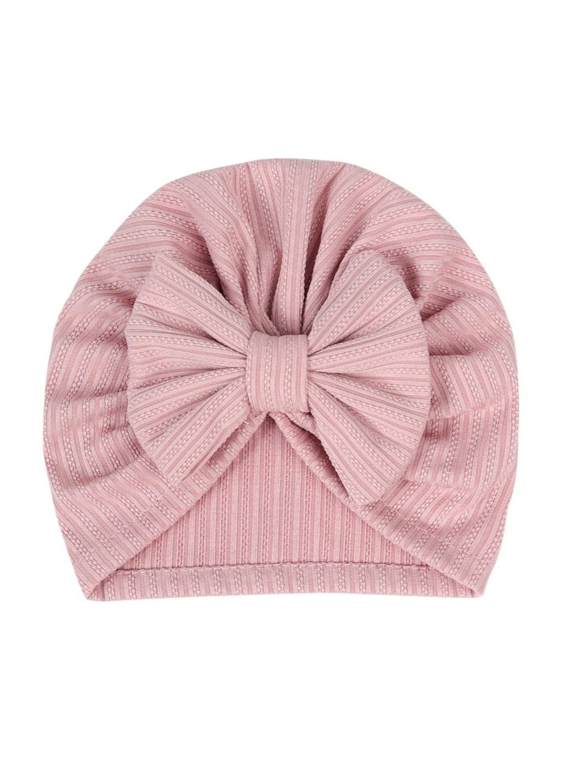 Bambimici Babybow Turban Hat And Mittens Dark Pink - Image 2