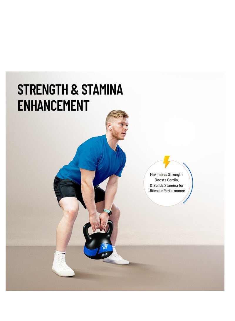 أكسوكس فيتنس كيتل بيل 14 كجم - مغطى بالفينيل، متين، قاعدة مسطحة، مقبض واسع للتقوية والكارديو والتدريبات المنزلية - Image 3