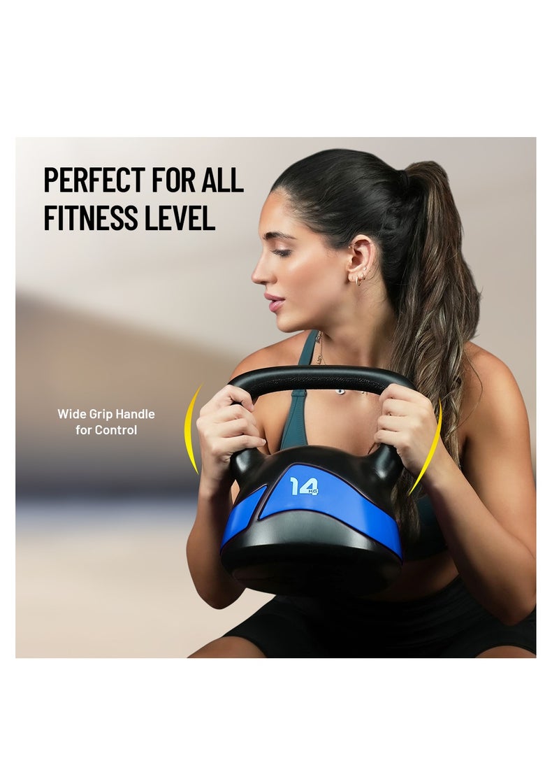 أكسوكس فيتنس كيتل بيل 14 كجم - مغطى بالفينيل، متين، قاعدة مسطحة، مقبض واسع للتقوية والكارديو والتدريبات المنزلية - Image 4