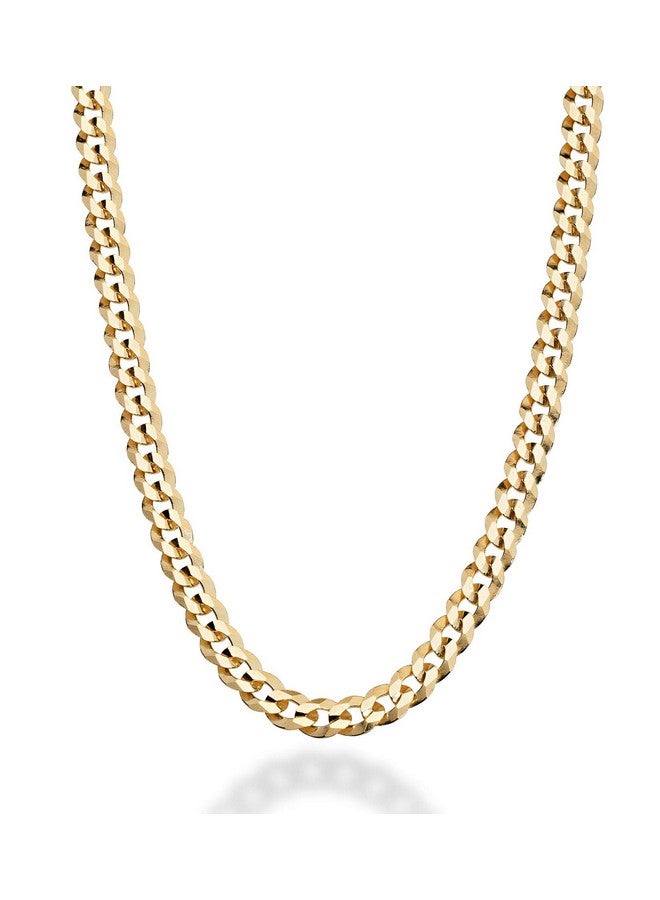 Miabella Solid 18K Gold Over 925 Sterling Silver Italian 5mm Diamond-Cut Cuban Link Curb Chain Necklace for Women Men, Made in Italy (22 Inches) - Image 1
