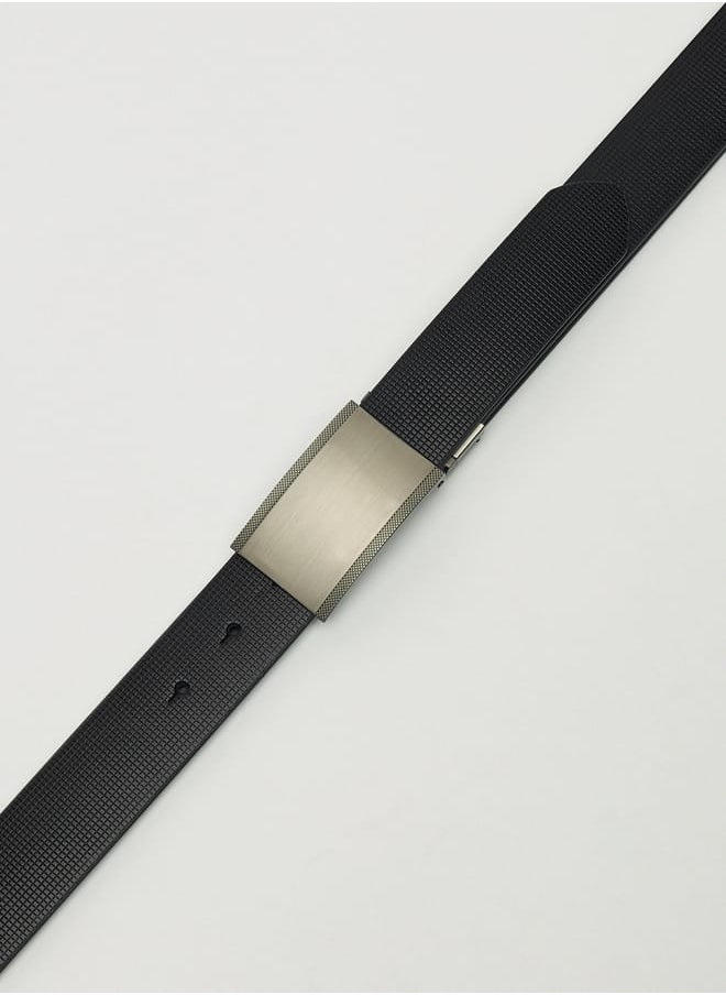 LBL by Shoexpress Men's Textured Reversible Belt with Plate Buckle Closure  - Image 2