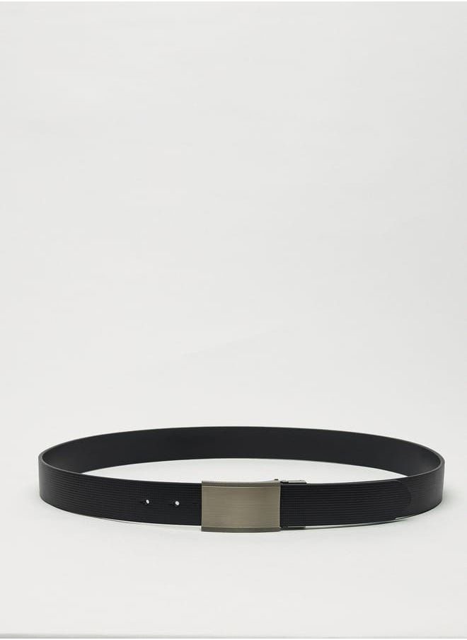LBL by Shoexpress Men's Textured Reversible Belt with Plate Buckle Closure  - Image 1