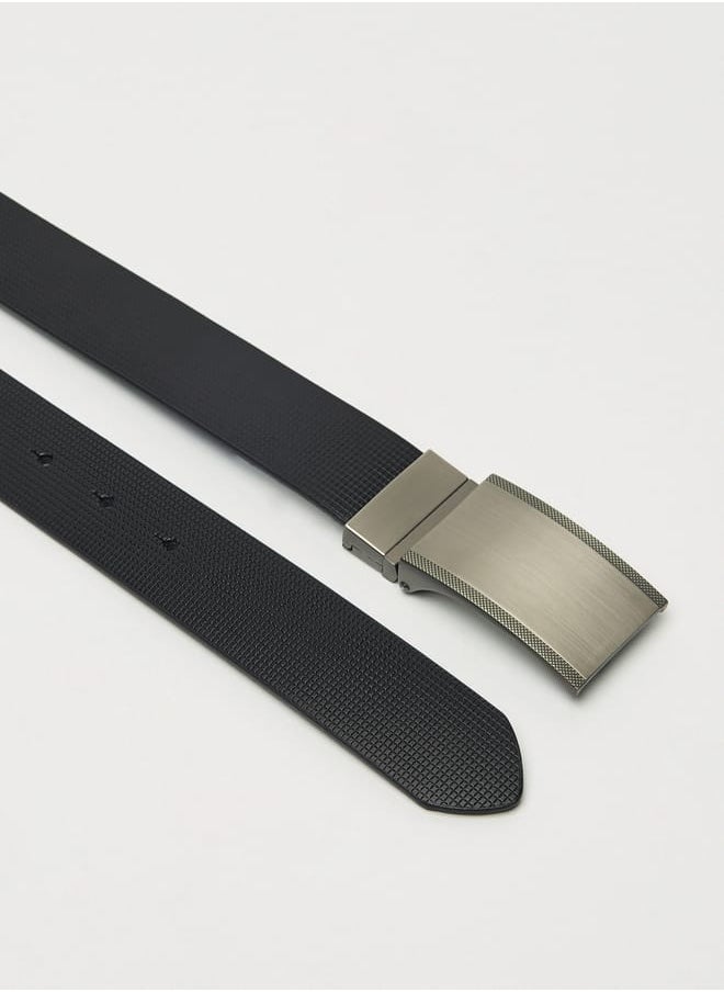 LBL by Shoexpress Men's Textured Reversible Belt with Plate Buckle Closure  - Image 4