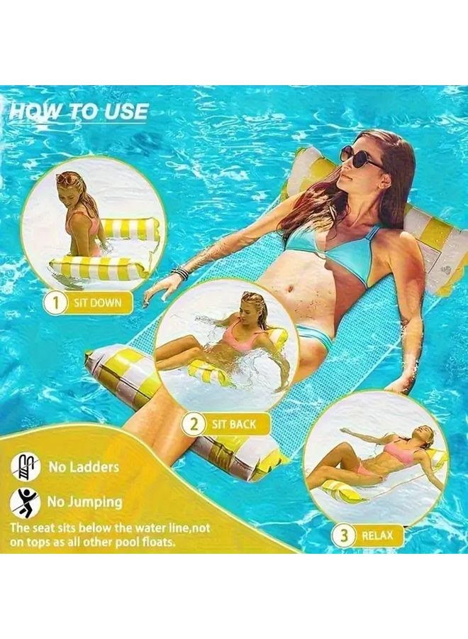 Rainbow Color Inflatable Water Hammock Set With Air Pump For Pool And Beach - Image 3