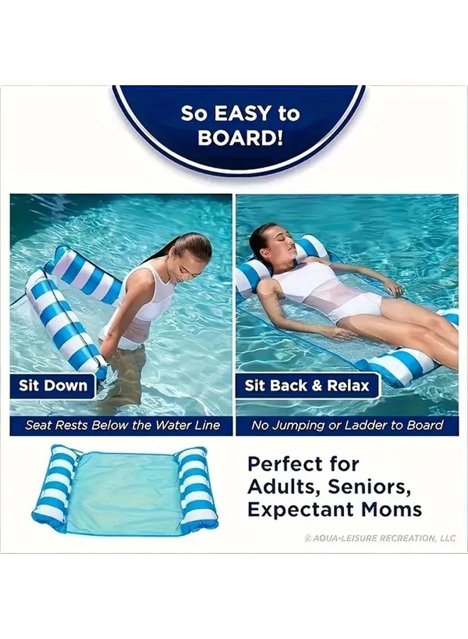 Rainbow Color Inflatable Water Hammock Set With Air Pump For Pool And Beach - Image 5