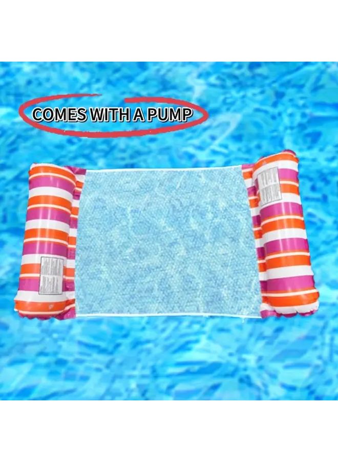 Rainbow Color Inflatable Water Hammock Set With Air Pump For Pool And Beach - Image 1