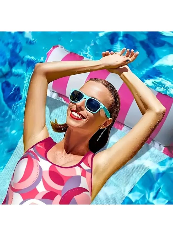 Rainbow Color Inflatable Water Hammock Set With Air Pump For Pool And Beach - Image 4