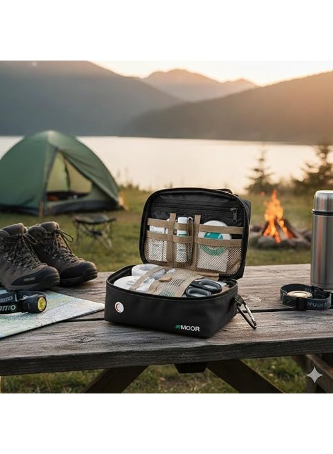 MOOR First Aid & CPR Kit – Compact Medical & Survival Kit with Essentials for Travel, Camping, Hiking & Emergencies - Black - Image 4