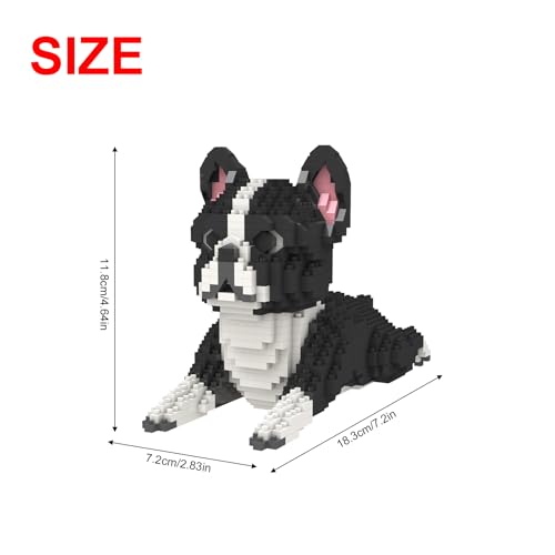 Larcele Micro Dog Building Blocks Mini Pet Building Toy Bricks 812 Pieces KLJM02Boston Terrier - Image 5