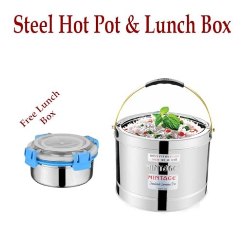 Mintage Stainless Steel Sambar Pot 5L with Free 200ml Leakproof Lunch Box Insulated Hot Pot Casserole for Cooking Durable Container Ideal for Indian Cooking Hotel Restaurant Canteens Travel Picnic - Image 5