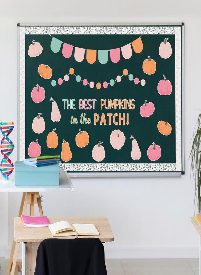 CPicdn 133Pcs Fall Bulletin Board Decorations Set, Fall Pink Pumpkin Cutouts Border Trims Autumn Thanksgiving Classroom Decor Chalkboard Supplies Elementary Home Wall Door Party Supplies - Image 4
