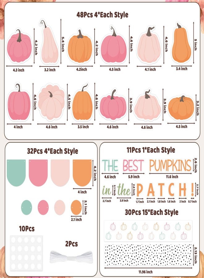 CPicdn 133Pcs Fall Bulletin Board Decorations Set, Fall Pink Pumpkin Cutouts Border Trims Autumn Thanksgiving Classroom Decor Chalkboard Supplies Elementary Home Wall Door Party Supplies - Image 2