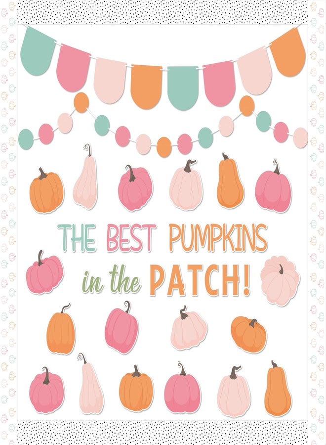 CPicdn 133Pcs Fall Bulletin Board Decorations Set, Fall Pink Pumpkin Cutouts Border Trims Autumn Thanksgiving Classroom Decor Chalkboard Supplies Elementary Home Wall Door Party Supplies - Image 1
