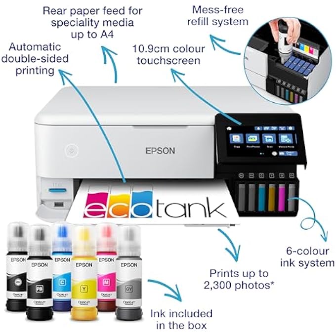 طابعة صور ECOTANK ET-8500 A4 WI-FI بنظام خزان الحبر - Image 3