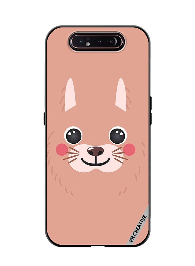 Protective Case Cover For Samsung Galaxy A80 Lama Cartoon Face Design Multicolour