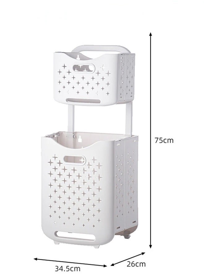 2 Layers Laundry Baskets with Wheels