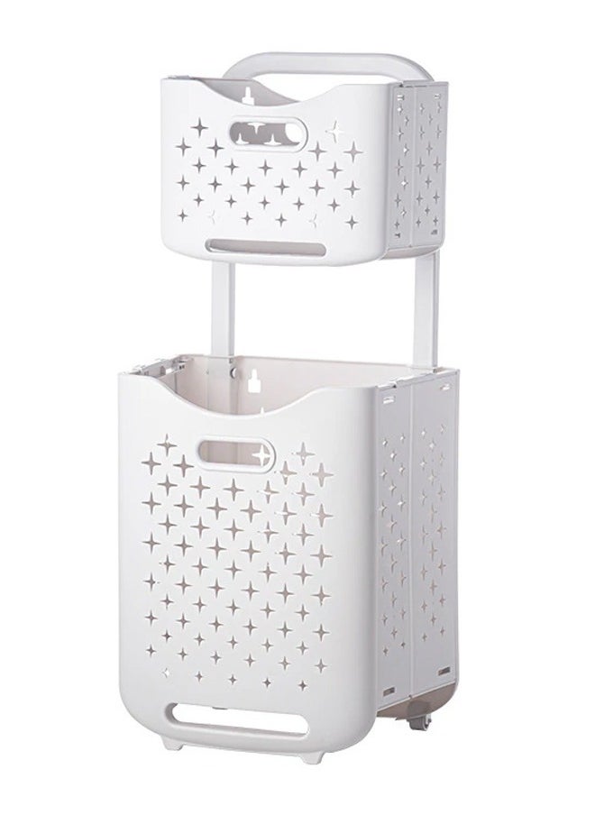 2 Layers Laundry Baskets with Wheels