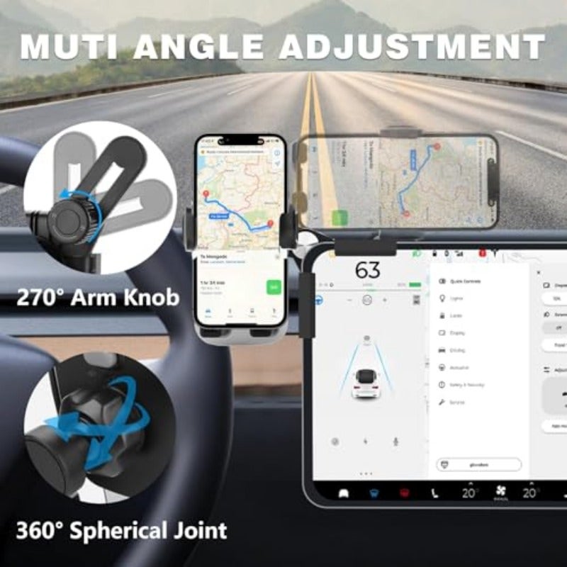 حامل هاتف تسلا قابل للتعديل، universal 360 درجة، ملحقات سيارة لسيارات تسلا موديل Y و3، حامل هاتف مع تثبيت للآيفون 16 و15 و14 و13 و12 وسلسلة 4-7.2 بوصة، لجميع الهواتف - Image 3