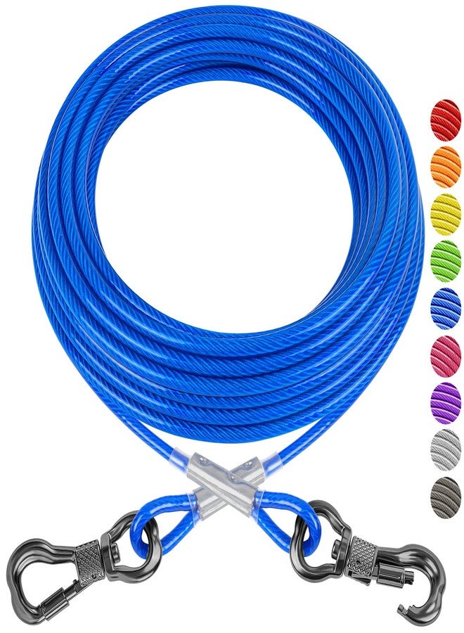 XiaZ Dog Tie Out Cable, Heavy Duty Dog Chains for Outside with Lockable Hook, Pet Runner Cable Leads for Yard, Dogs Line Tether for Small Medium Dogs Up to 250 LBS (70FT, Blue) - Image 1