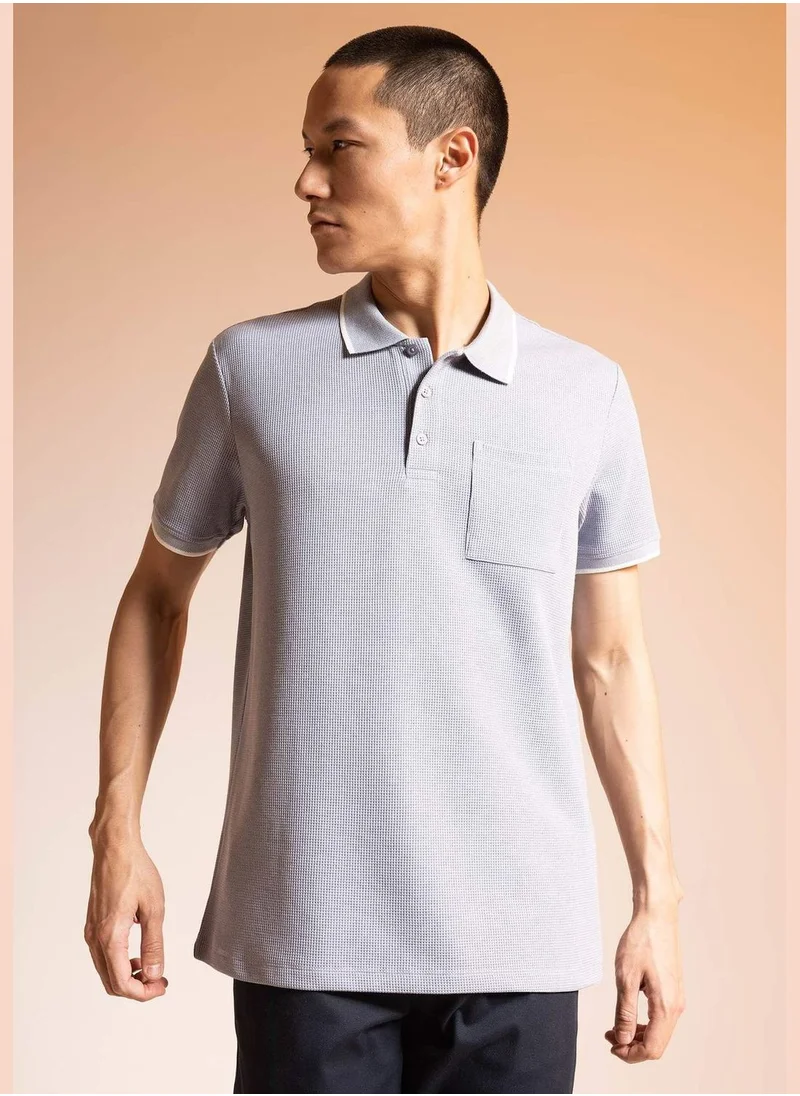 ديفاكتو Regular Fit Textured Short Sleeve Polo Shirt