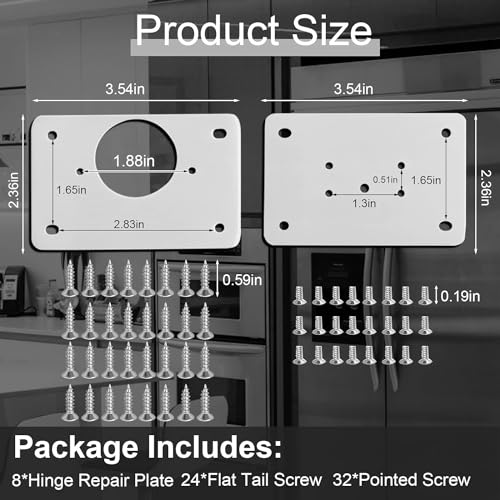 KesaPlan 4Pairs Thick Hinge Repair Plate Kit with Hole for Cabinet, Rust Resistant Stainless Steel Plate Repair Brackets, Easy Installation Hinges with Mounting Screws Fixing for Kitchen Cupboard Door - Image 2