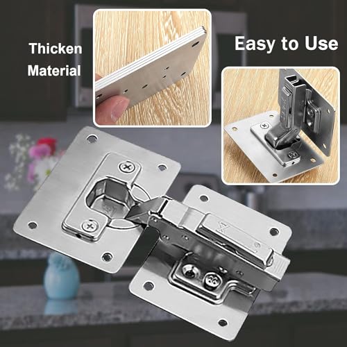 KesaPlan 4Pairs Thick Hinge Repair Plate Kit with Hole for Cabinet, Rust Resistant Stainless Steel Plate Repair Brackets, Easy Installation Hinges with Mounting Screws Fixing for Kitchen Cupboard Door - Image 3