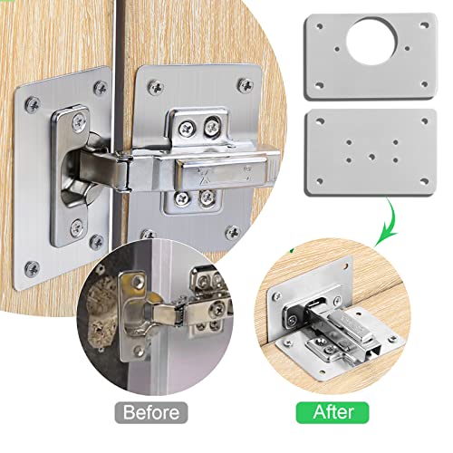 KesaPlan 4Pairs Thick Hinge Repair Plate Kit with Hole for Cabinet, Rust Resistant Stainless Steel Plate Repair Brackets, Easy Installation Hinges with Mounting Screws Fixing for Kitchen Cupboard Door - Image 5