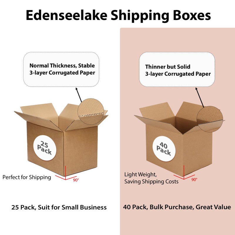 Edenseelake 40 Pack 8x6x6 inches Shipping Boxes Corrugated Cardboard Boxes for Packing, Moving, Mailing, Brown - Image 2