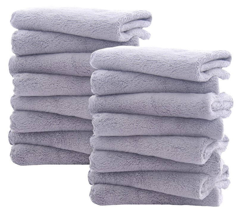 Spotted Play 16 Pack Burp Cloths for Baby - 20" by 10" Ultra Absorbent Burping Cloth, Newborn Towel - Milk Spit Up Rags - Burpy Cloths for Unisex, Boy, Girl - Burp Cloths Set (Grey) - Image 1