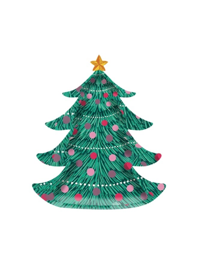 ThePartyPopper 8 Pcs Christmas Tree Shaped Plates – Festive Green Disposable Paper Plates for Christmas Party, Holiday Dinner, Xmas Tableware - Image 2