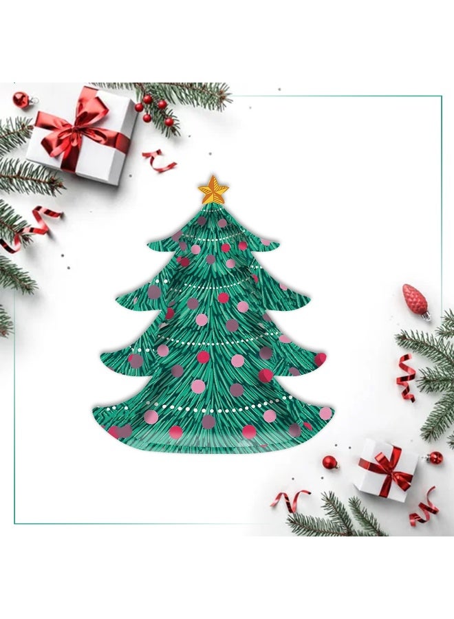 ThePartyPopper 8 Pcs Christmas Tree Shaped Plates – Festive Green Disposable Paper Plates for Christmas Party, Holiday Dinner, Xmas Tableware - Image 5