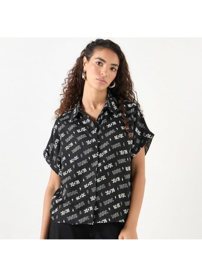 SP Characters AC/DC Printed Shirt with Collar and Short Sleeves  - Image 1