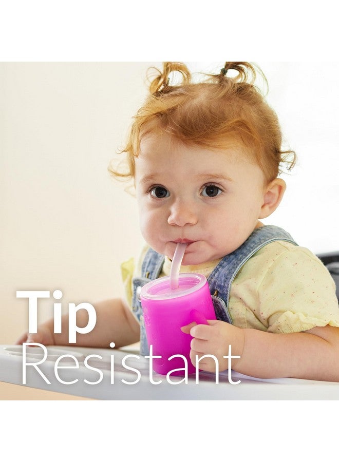 PopYum Silicone Training Cup with Straw Lid, 2-Pack for Baby, Infant and Toddler, Tumbler, Sippy, handles, 5 ounce (purple, pink) - Image 3