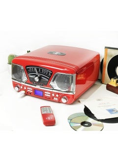 Steepletone Steepletone Roxy 4 1960s Retro Style Vinyl Record Player Red 4 in 1 Music Center, CD Player, Radio, USB/SD Mp3 Playback Recording and Encoding  - Image 3