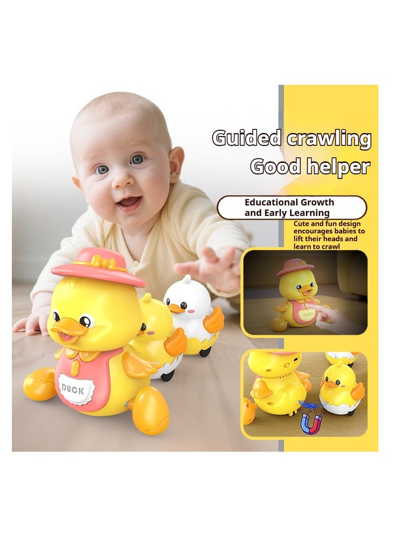 LIXADA Crawling Duck Musical Toy, Baby Toy for Toddler, Sound Toys for 12+ Months, Early Educational Baby Toys with Light, Includes One Large Duck and Two Ducklings (Batteries Included) - Image 1