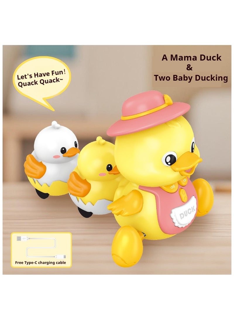 LIXADA Crawling Duck Musical Toy, Baby Toy for Toddler, Sound Toys for 12+ Months, Early Educational Baby Toys with Light, Includes One Large Duck and Two Ducklings (Batteries Included) - Image 4