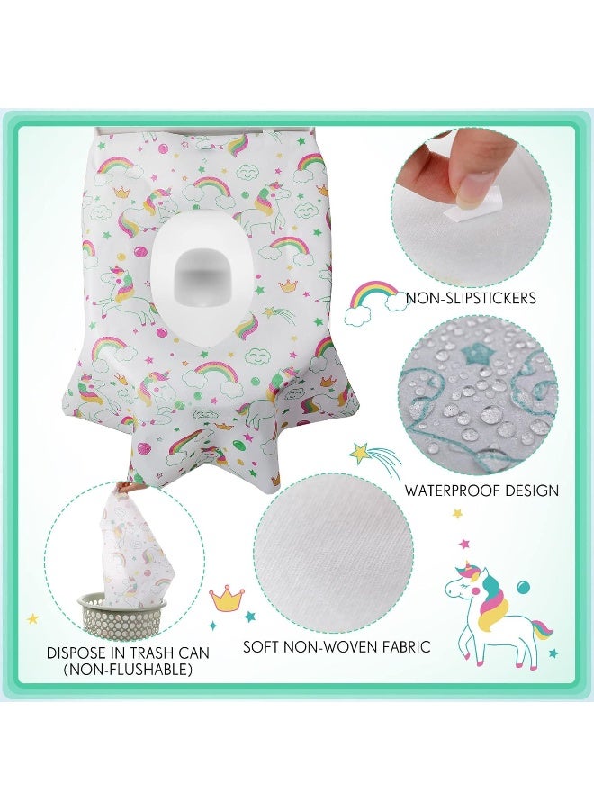 Reginary 50 Packs Disposable Toilet Seat Covers Extra Large Individually Wrapped for Kids and Adults, Portable Non Slip Waterproof Potty Seat Covers for Toddlers Potty Training, Travel (Unicorn Style) - Image 2