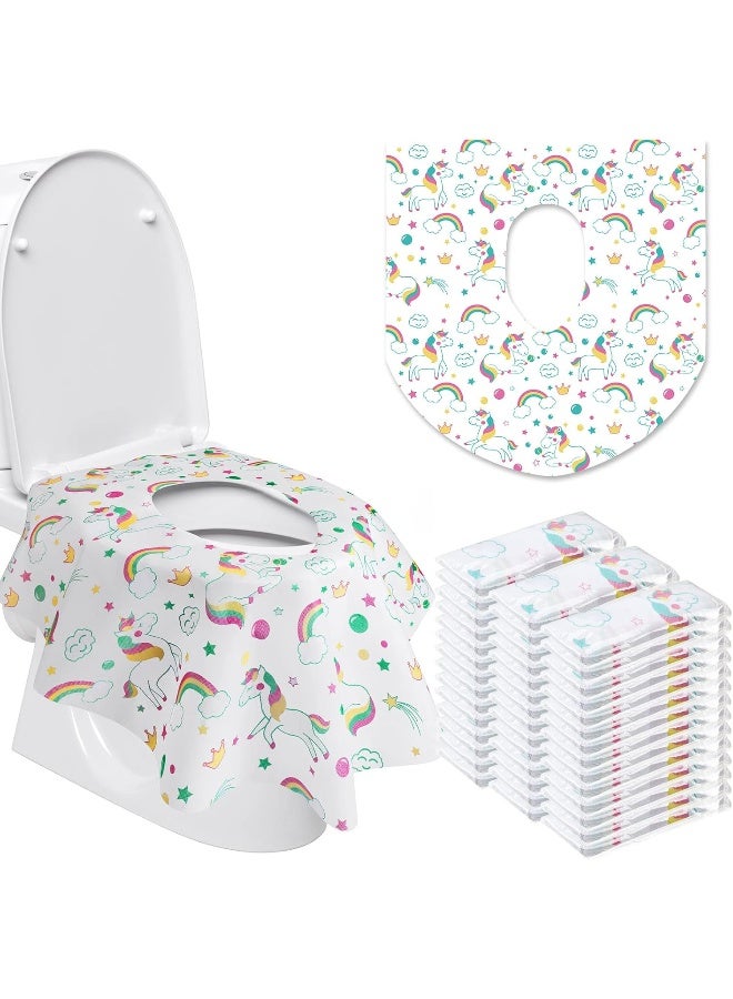 Reginary 50 Packs Disposable Toilet Seat Covers Extra Large Individually Wrapped for Kids and Adults, Portable Non Slip Waterproof Potty Seat Covers for Toddlers Potty Training, Travel (Unicorn Style) - Image 1