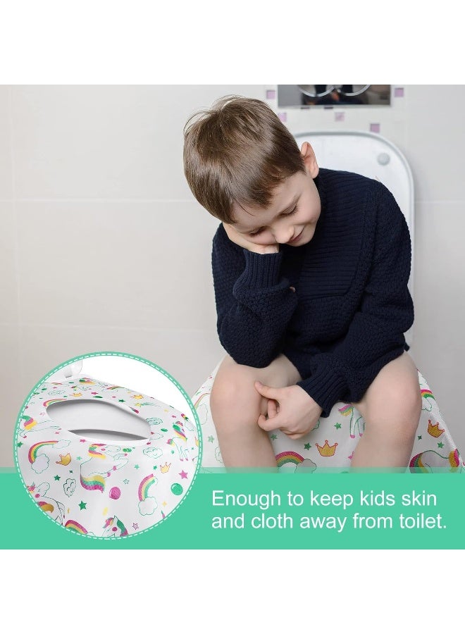 Reginary 50 Packs Disposable Toilet Seat Covers Extra Large Individually Wrapped for Kids and Adults, Portable Non Slip Waterproof Potty Seat Covers for Toddlers Potty Training, Travel (Unicorn Style) - Image 5