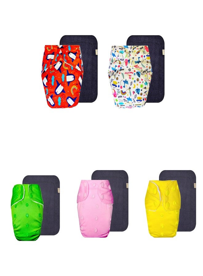 Dumbledo Premium Cloth Diaper with Gray Insert (Pack of 5) | Snug Fit | Leakproof | Adjustable Snaps | Designed by Moms | 3 Months - 3 Years | Unisex Baby - Image 1