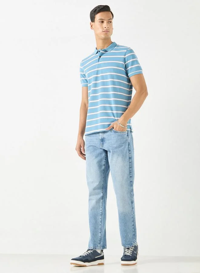 Splash FAV Striped Polo T-shirt with Short Sleeves